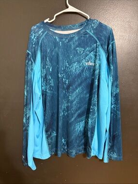 Men's Long Sleeve Swim Rash Guard in Teal & Light Blue
